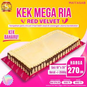Kek Mega Ria Red Velvet 20inch